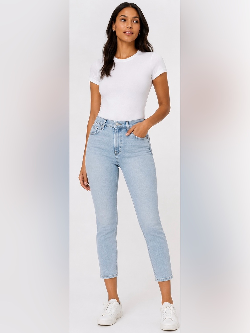 Good American “Good Legs” Crop Light Indigo Wash Ankle Jeans Size 8